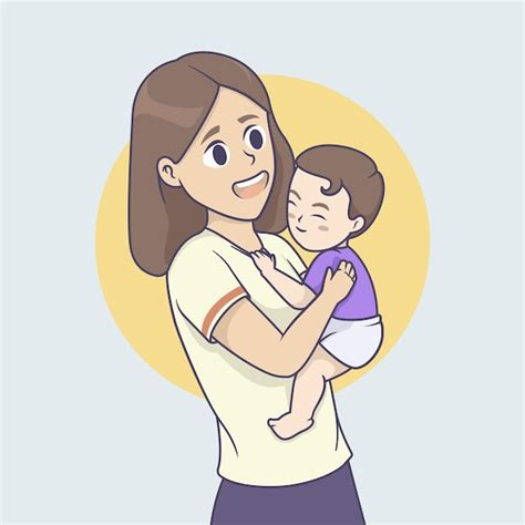 premium vector happy mother holding her son in hand vector illustration
