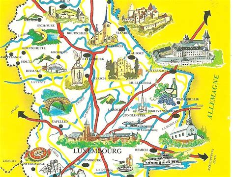 postcard  la carte luxembourg map