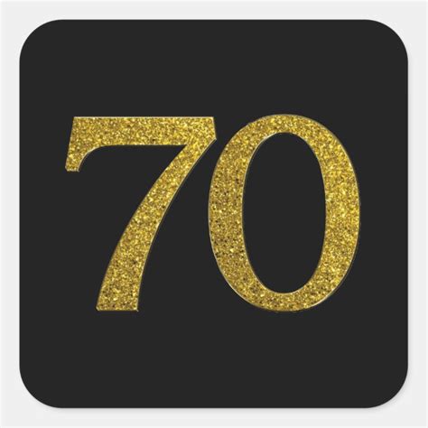 gold glitter number  wide font square sticker zazzlecouk