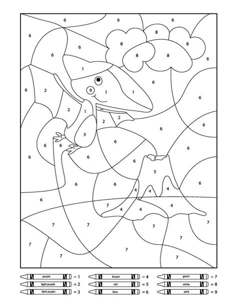 dinosaur color  number printables math coloring coloring pages