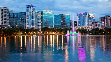 orlando florida city skyline stock  creative market