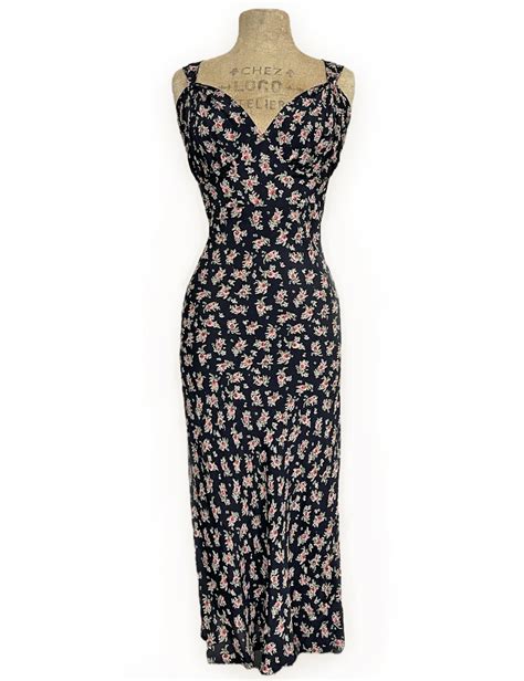 final sale sweet corsage floral 1930s style harlow long slip dress