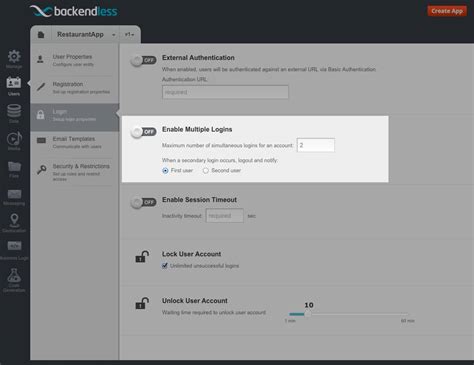 feature  handling user logins    user credentials backend   service platform