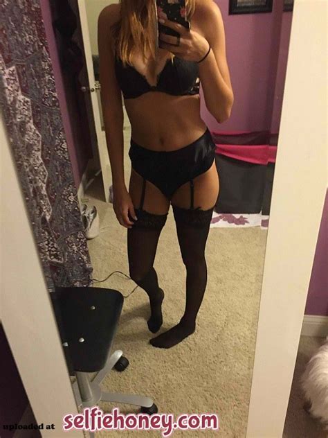Girl Wearing Black Lingerie Hot Selfie