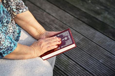 Elderly Woman Holding Bible Stock Image Image Of Prayer