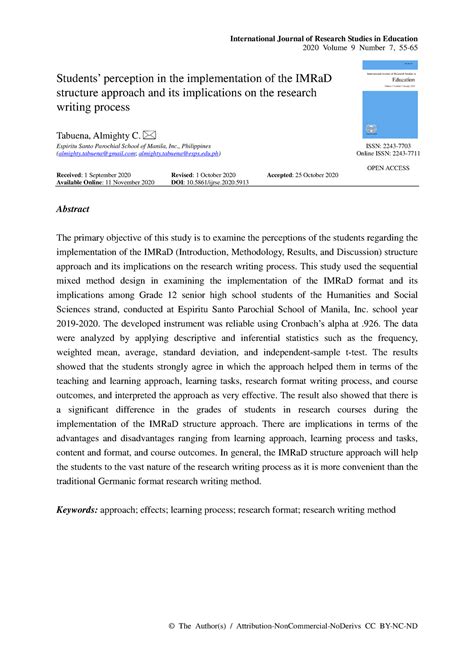 ed imrad format research international journal  research