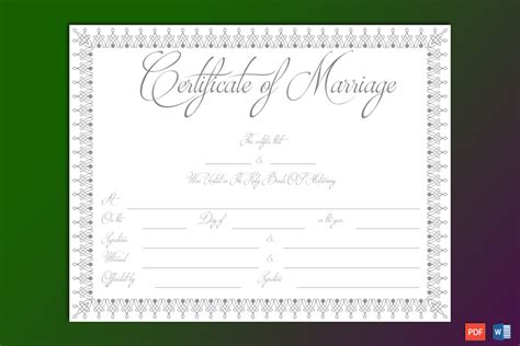 Marriage Certificate Template Printable In Doc Gct