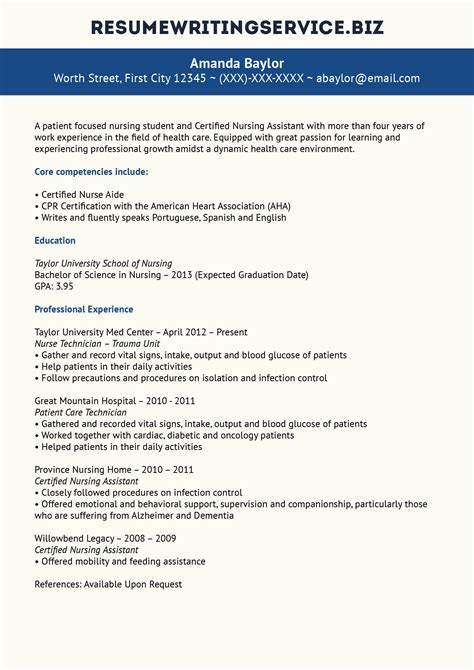pre nursing student resume examples resume
