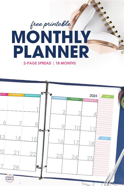 monthly planner  printable calendar