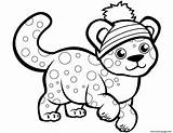 Coloring Cheetah Pages Cute Winter Hat Printable Print Drawing Supercoloring Animals Cartoon Colorings sketch template