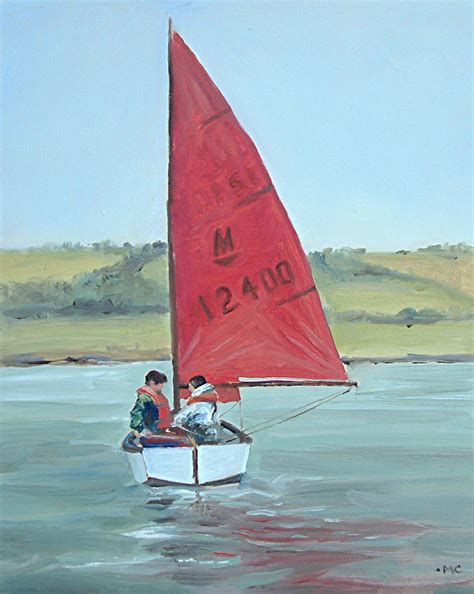 carmarthen artist painting   mirror dinghy   towy