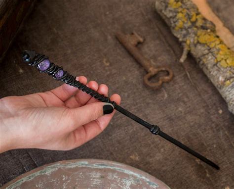 galaxy purple wand magic wand with two glass dome in purple etsy