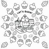 Pusheen Coloring Baking Pages Cat Cupcakes Sheet Girls Cute Kitty Oh So sketch template