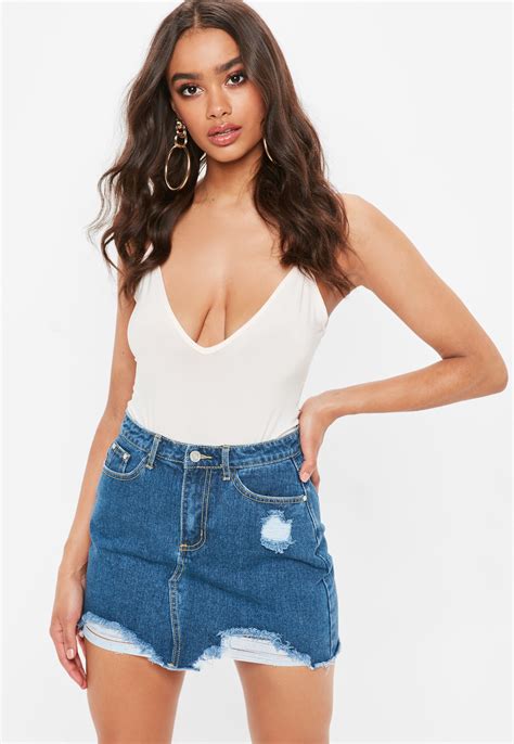 blue ripped denim micro mini skirt missguided