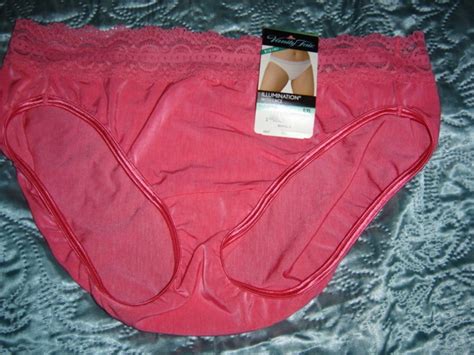 vanity fair illumination olga style lace bikini panties pink sz 8