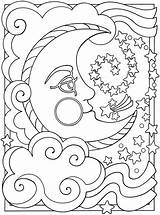 Coloring Sun Moon Stars Adult Pages Printable Sheets Star Těžké Omalovánky Planet sketch template