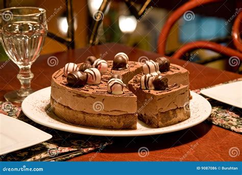 chocolate cake   restaurants table royalty  stock image image