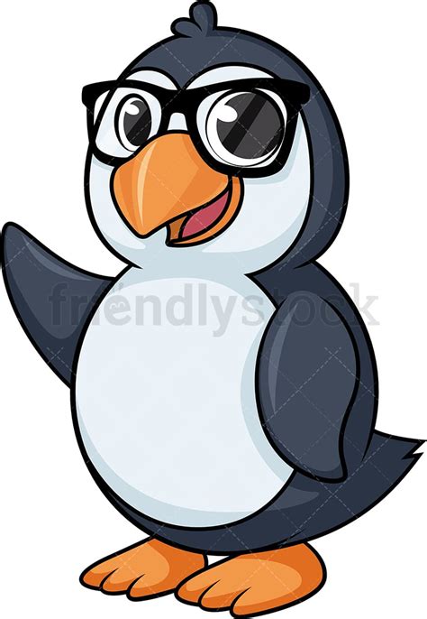 penguin with glasses cartoon clipart vector friendlystock