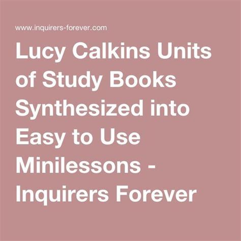 lucy calkins units  study books synthesized  easy
