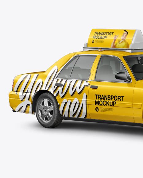 york taxi mockup  side view  vehicle mockups  yellow images object mockups