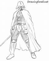 Darth Vader Draw Drawing Step Folds Villain Pants sketch template