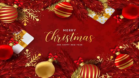 merry christmas ornaments  red background  wallpapers  apple