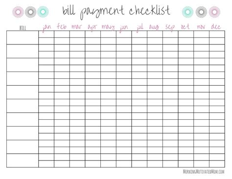 effective  monthly calendar print outs bill pay checklist paying