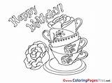 Cups Birthday Happy Coloring Kids Sheet Title sketch template