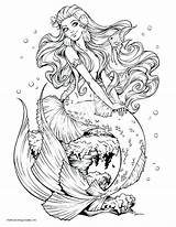 Mermaid Coloring Pages Adult Mermaids Color Adults Sheets Printable Sea Siren Mythical Etsy Friends Mystical Dolphin Pregnant Book Fantasy Fishy sketch template