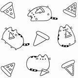 Pusheen Coloring Pages Cat Pizza Kids sketch template