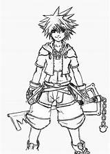 Sora Hearts Kingdom Coloring Character Pages Netart sketch template