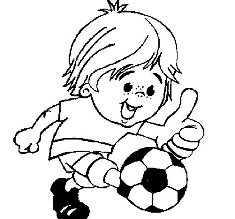 colored page boy playing football painted  soccer player uncolored