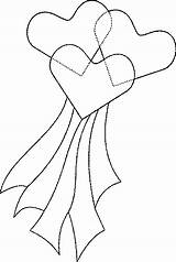 Three Hearts Coloring Ribbons Wedding Groom Pages από αποθηκεύτηκε sketch template