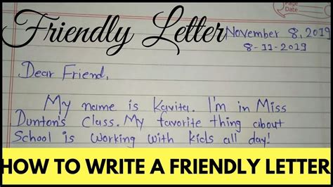 write  friendly letter friends letter youtube