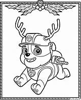 Patrol Coloring Christmas Rubble Paw Pages Holiday Printable sketch template