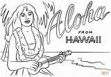 Hawaii Coloring Hawaiian Ukulele Girl Pages Aloha Printable Lei Drawing Books Popular Crafts Themed Coloringhome Comments sketch template