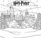 Potter Harry Hogwarts Coloring Castle Winter Pages Colouring Drawings Coloringpagesfortoddlers Christmas Set Magical Fans Printables Arrival Choose Board sketch template