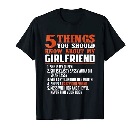 black 5 things you should know about my girlfriend funny shirt 100