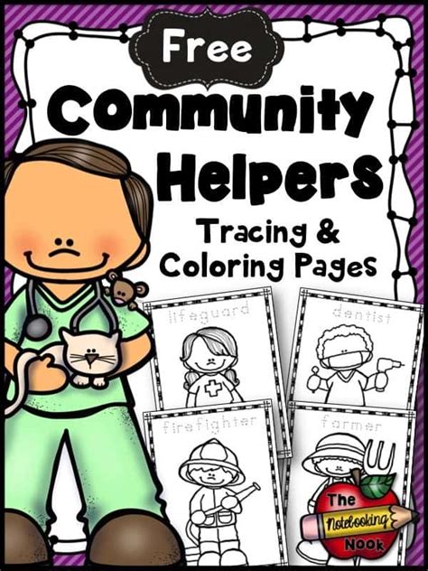community helpers tracing  coloring pages