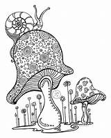 Mushroom Snail Duncanson Psychedelic Trippy sketch template