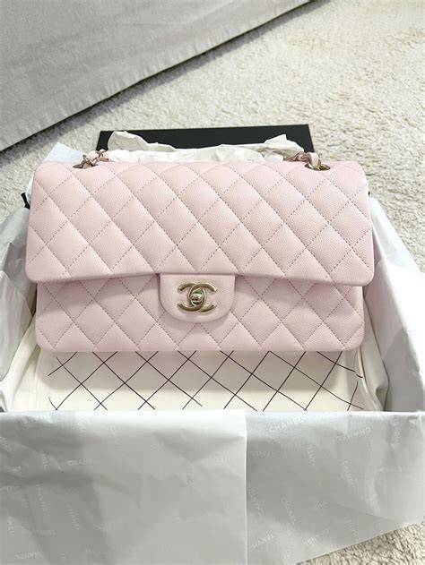 chanel  medium classic flap light pink lghw luxury bags wallets