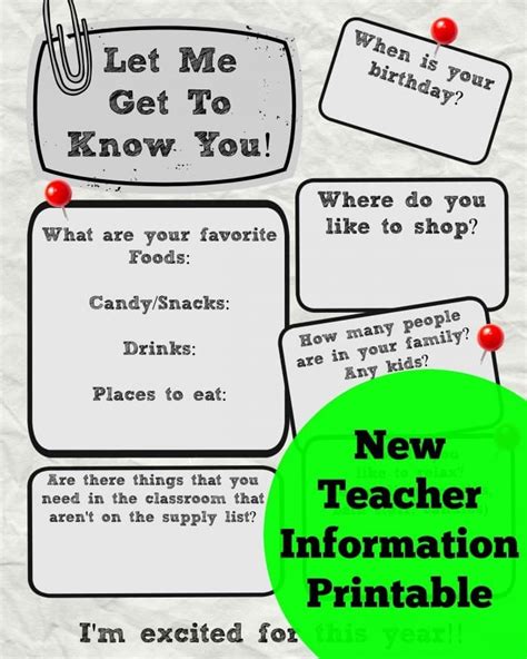 teacher printable info sheet  moms