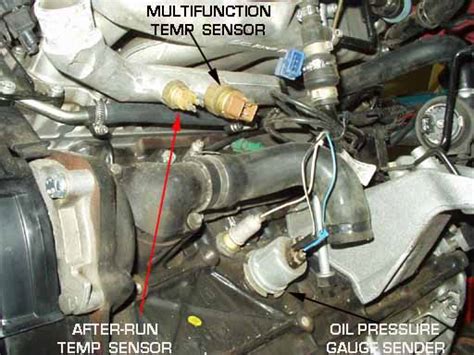 Photo showing location of the oil pressure sender and