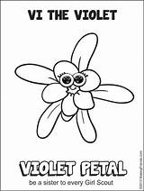 Scout Petal Violet Scouts Trefoil Daisies Law Makingfriends Brownie sketch template