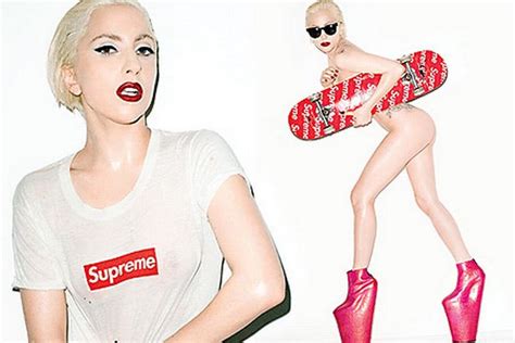 lady gaga poses naked for supreme skateboards picture mirror online