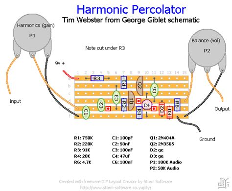 stompboxed  guitar pedal builders repository harmonic percolator vero layout