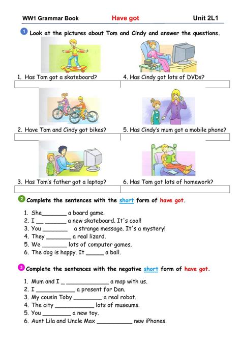 The Verb Have Got In Present Simple Worksheet