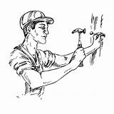 Skizze Handwerker Verstopft Sturzhelm Handgezogenes Nagel Clogs sketch template