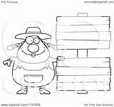 Plump Farmer Blank Standing Signs Female Clipart Cartoon Thoman Cory Outlined Coloring Vector 2021 sketch template