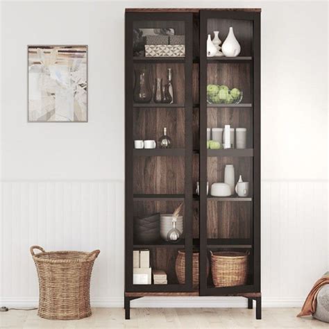 Roomers Display Cabinet With Glass Doors In Black